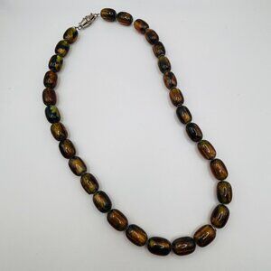 Vintage Brown Beaded Necklace 18"